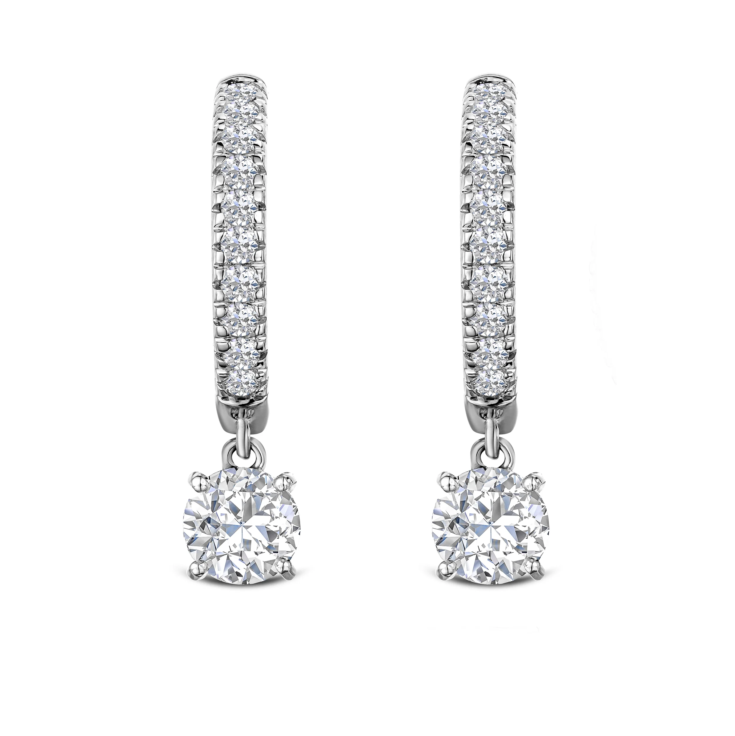 Stellato Hoop Drop Lab Diamond Earrings 2.00ct in 9K White Gold