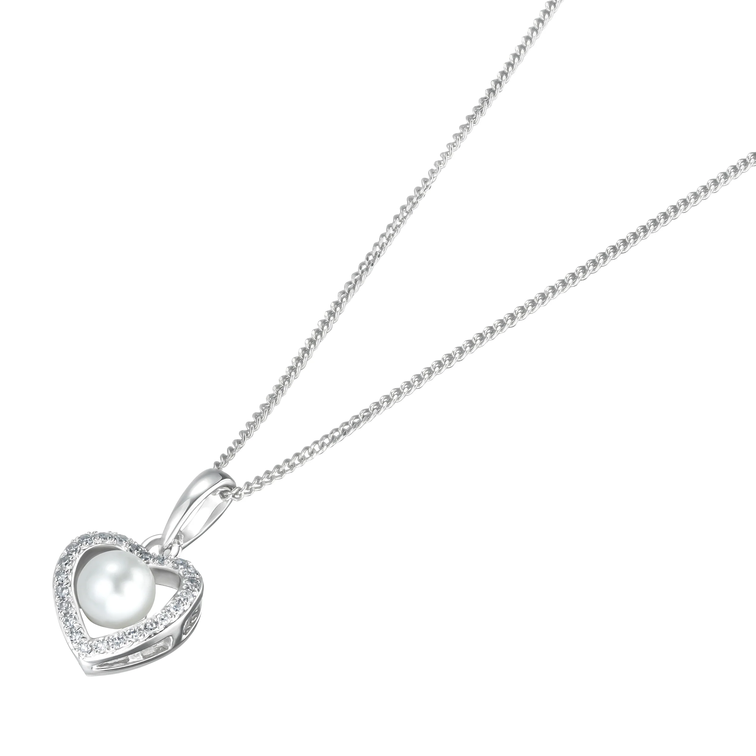 Stellato Pearl and Diamond Pendant Necklace 0.06ct in 9K White Gold - Image 3