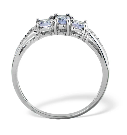 Tanzanite 0.59CT And Diamond 9K White Gold Ring - Image 2
