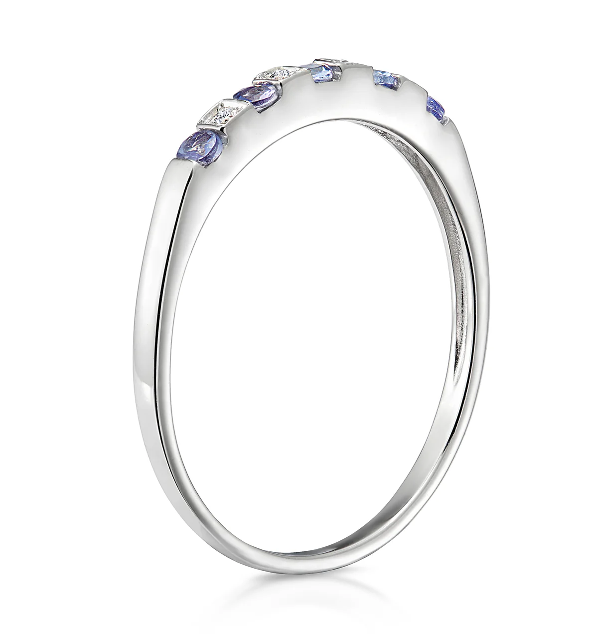 Tanzanite 0.18CT And Diamond 9K White Gold Ring - Image 3