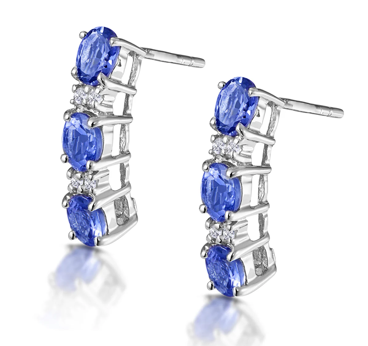 Tanzanite 1.02CT And Diamond 9K White Gold Earrings - Image 2