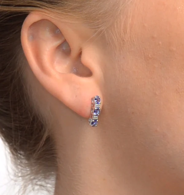 Tanzanite 1.02CT And Diamond 9K White Gold Earrings - Image 4