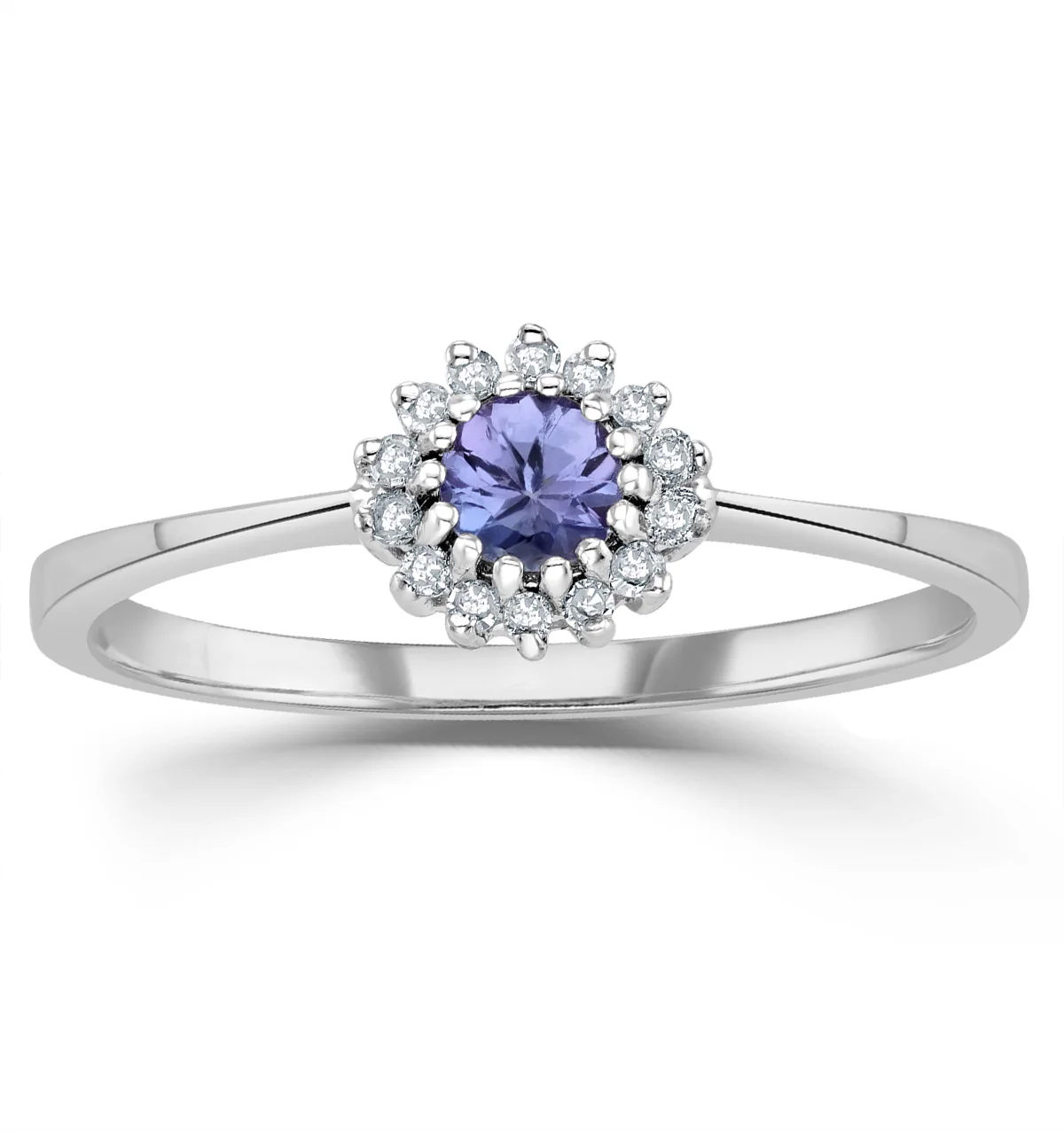 Tanzanite 3.5 x 3.5mm And Diamond 9K White Gold Ring - Image 2