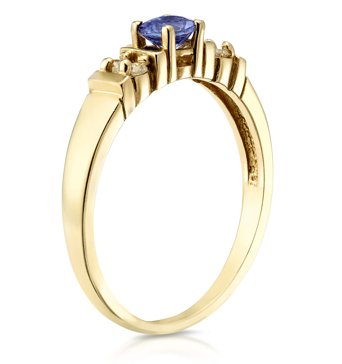 Tanzanite 3.75mm And Diamond 9K Gold Ring - Image 5