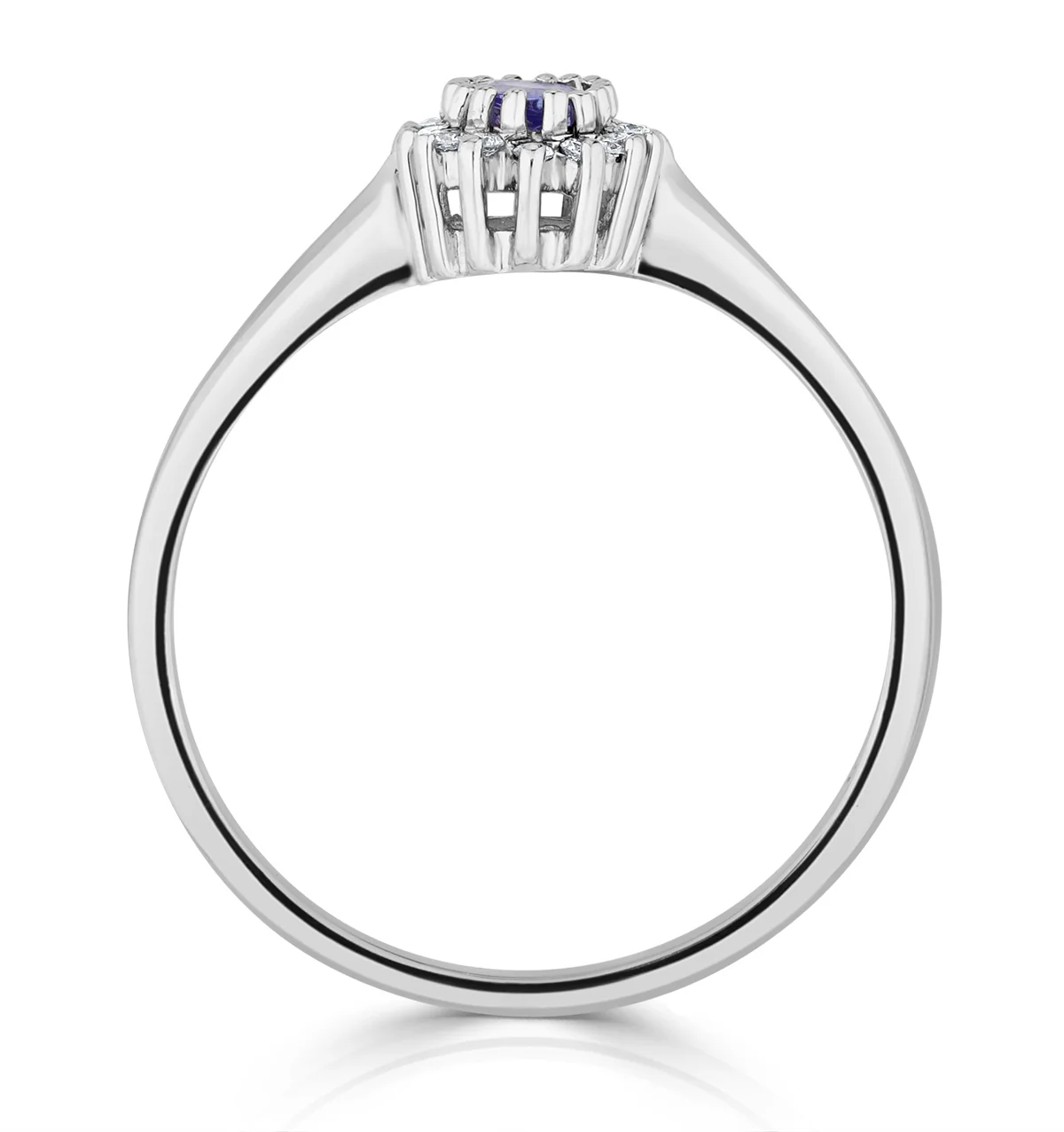 Tanzanite 5 x 3mm And Diamond 9K White Gold Ring A4323Y - Image 4