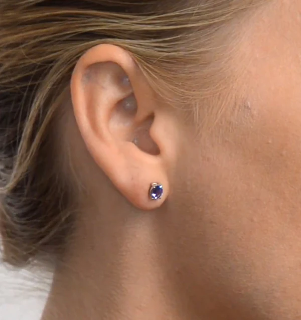 Tanzanite 5 x 4mm (0.70ct) 9K White Gold Earrings - Image 4