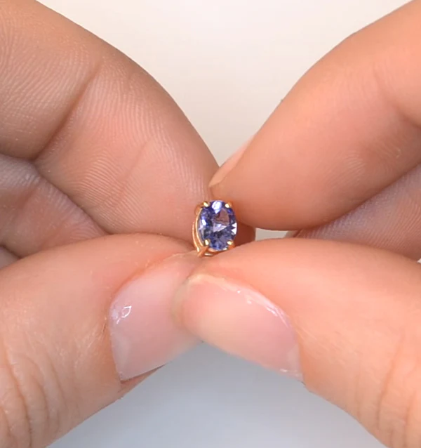 Tanzanite 5 x 4mm 9K Yellow Gold Earrings - Image 3