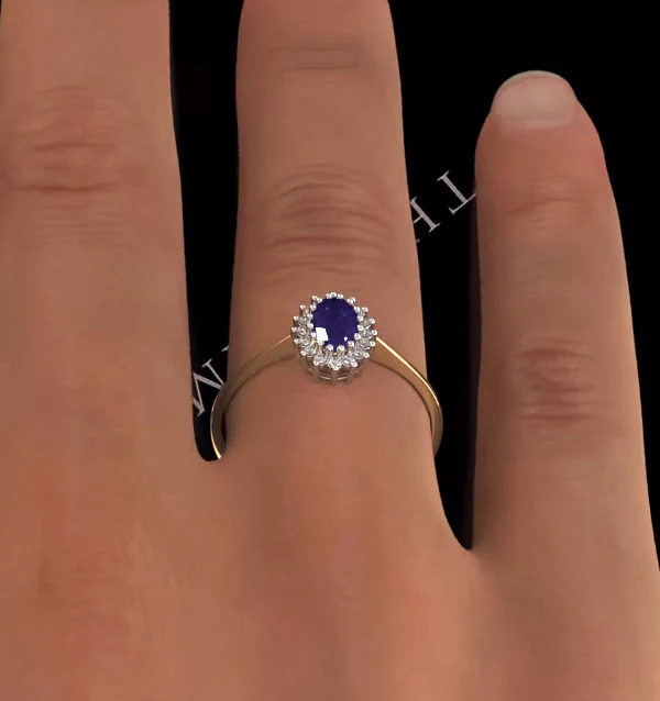 Tanzanite 6 x 4mm And Diamond 9K Gold Ring - Image 4
