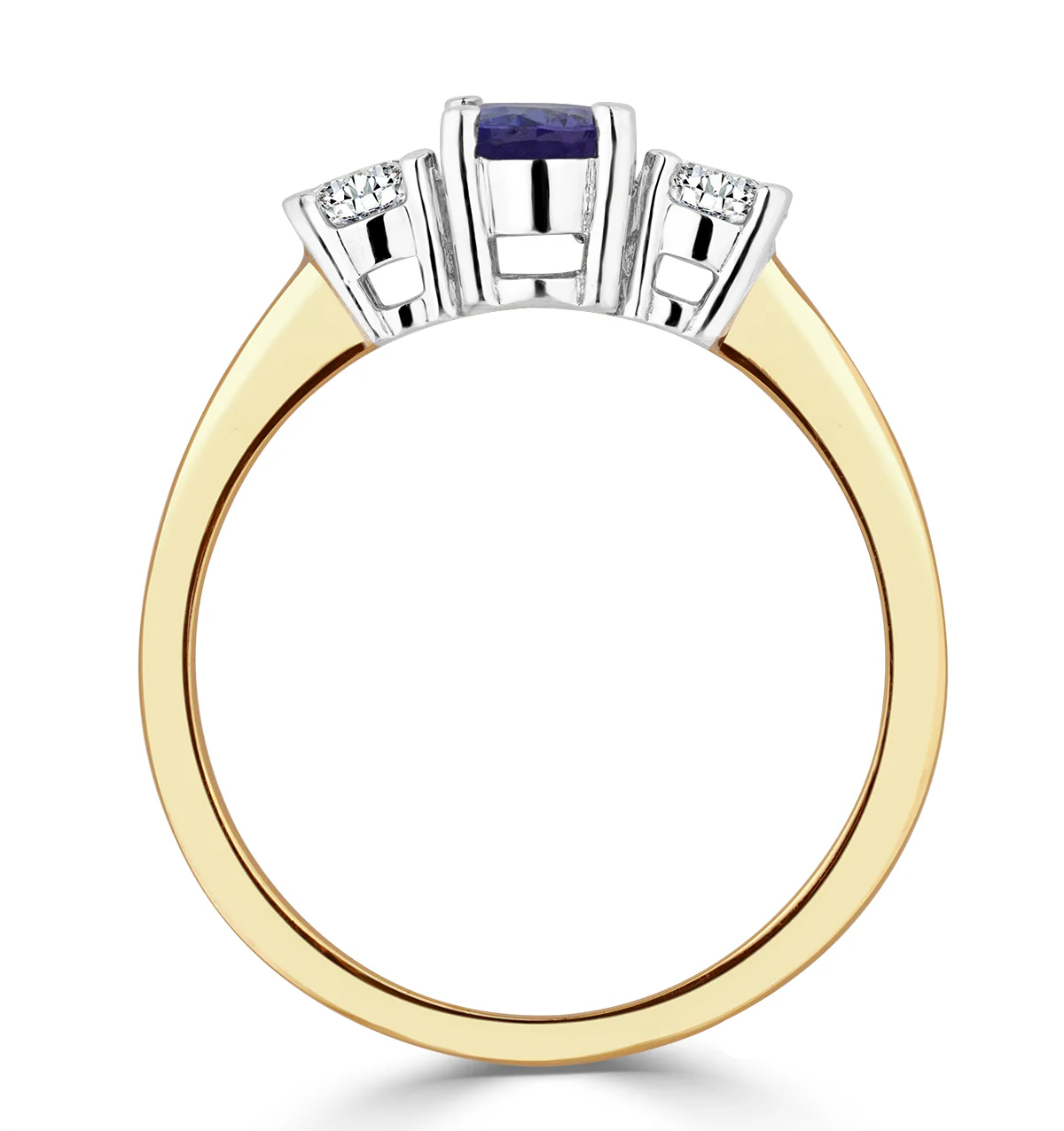 Tanzanite 7 x 5mm And Diamond 18K Gold Ring FET23-V - Image 3