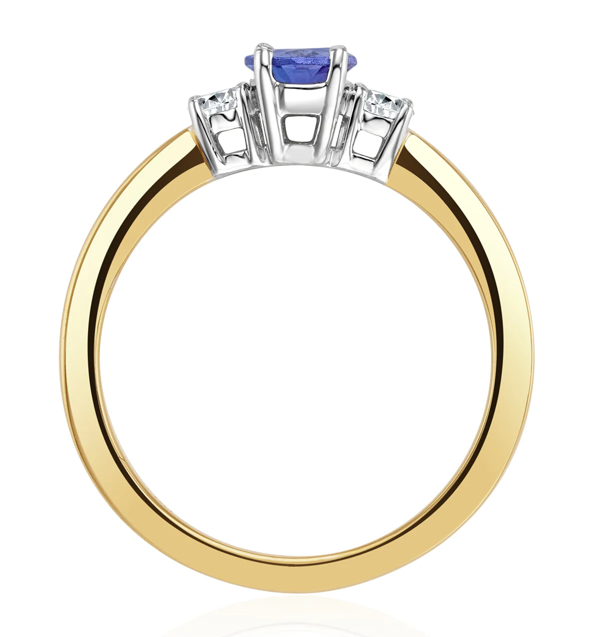 Tanzanite 7 x 5mm And Diamond 18K Gold Ring N4317 - Image 3