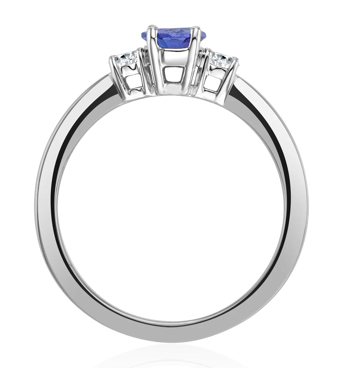 Tanzanite 7 x 5mm And Diamond 18K White Gold Ring N4317Y - Image 3
