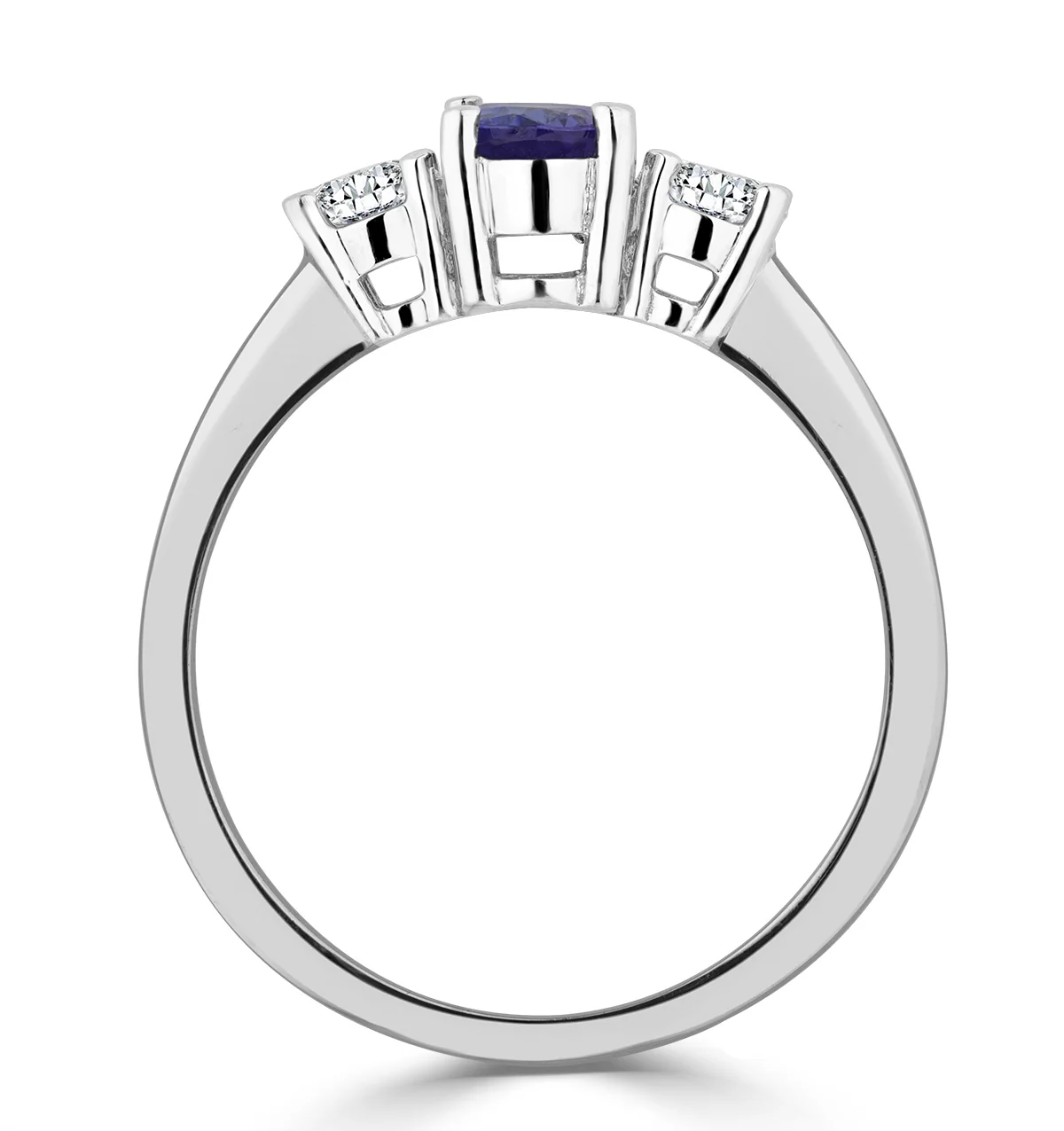 Tanzanite 7 x 5mm And Lab Diamonds G/Vs 18K White Gold Ring - Image 3