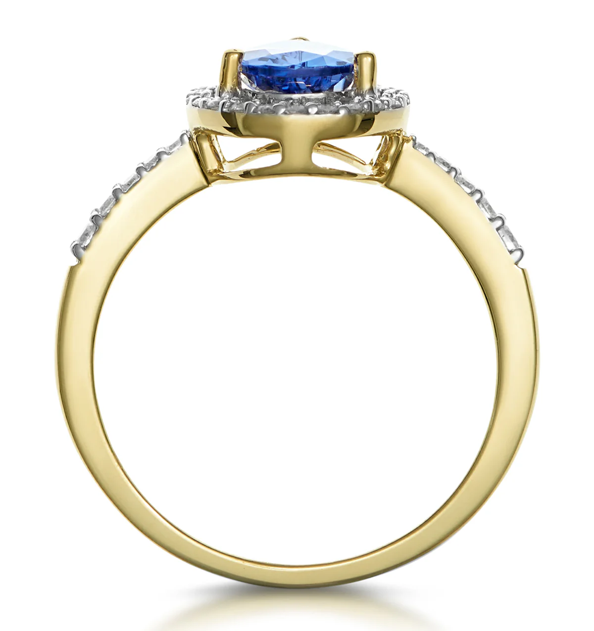 Tanzanite and Diamond Pear Halo Ring in 18K Gold - Asteria Collection - Image 3