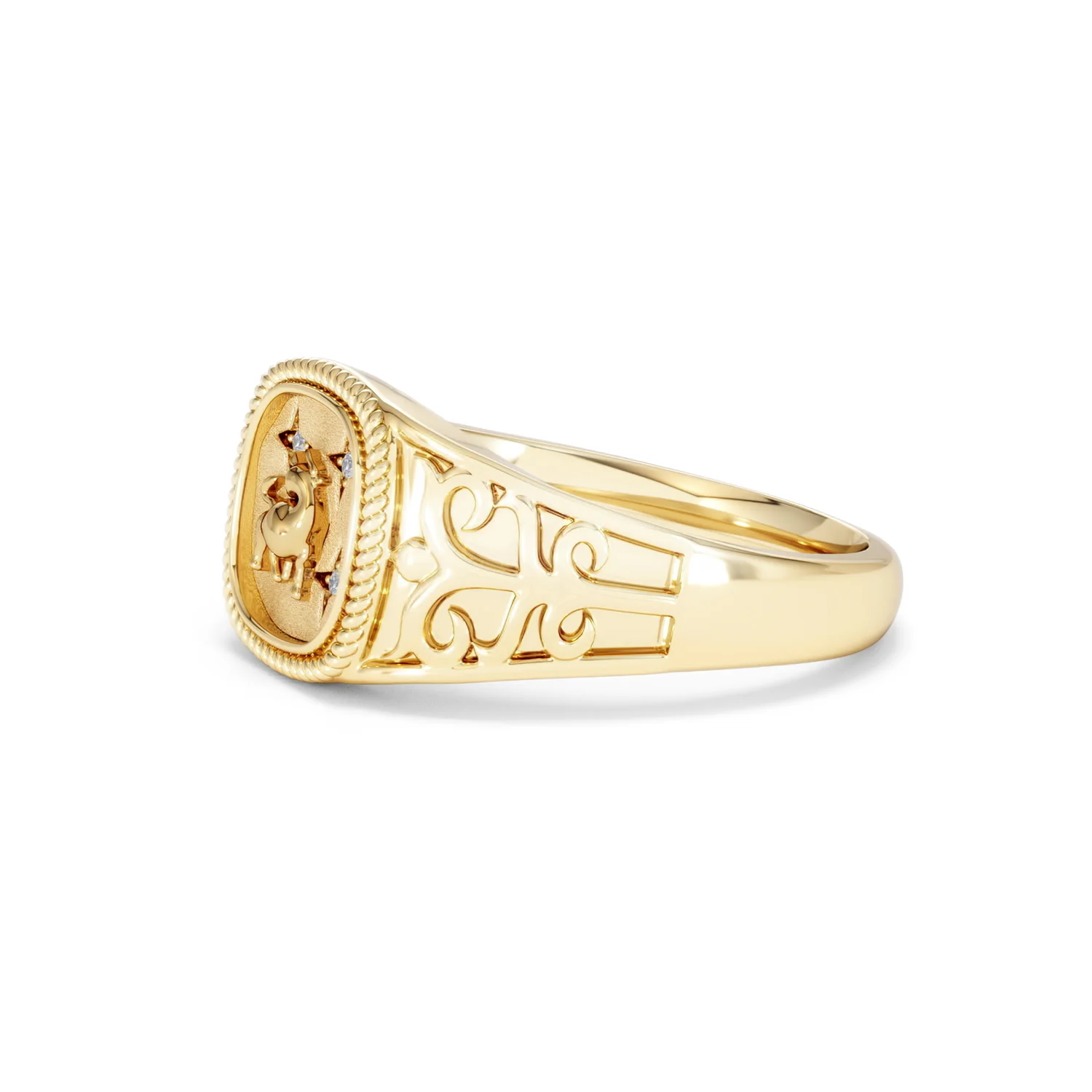 Taurus Zodiac 0.01ct Lab Diamond Signet Ring in 18K Gold Vermeil - Image 73