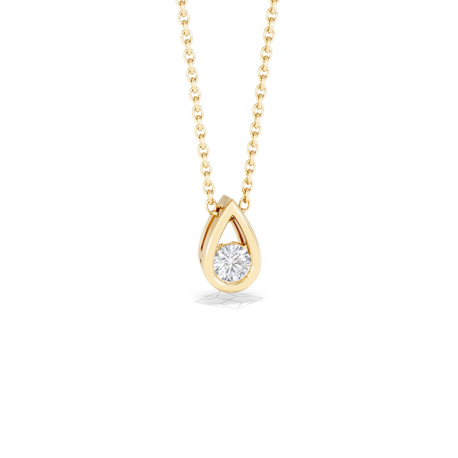 Teardrop Solitaire 0.25ct H/SI Round Cut Lab Grown Necklace in 18K Gold Vermeil - Image 12