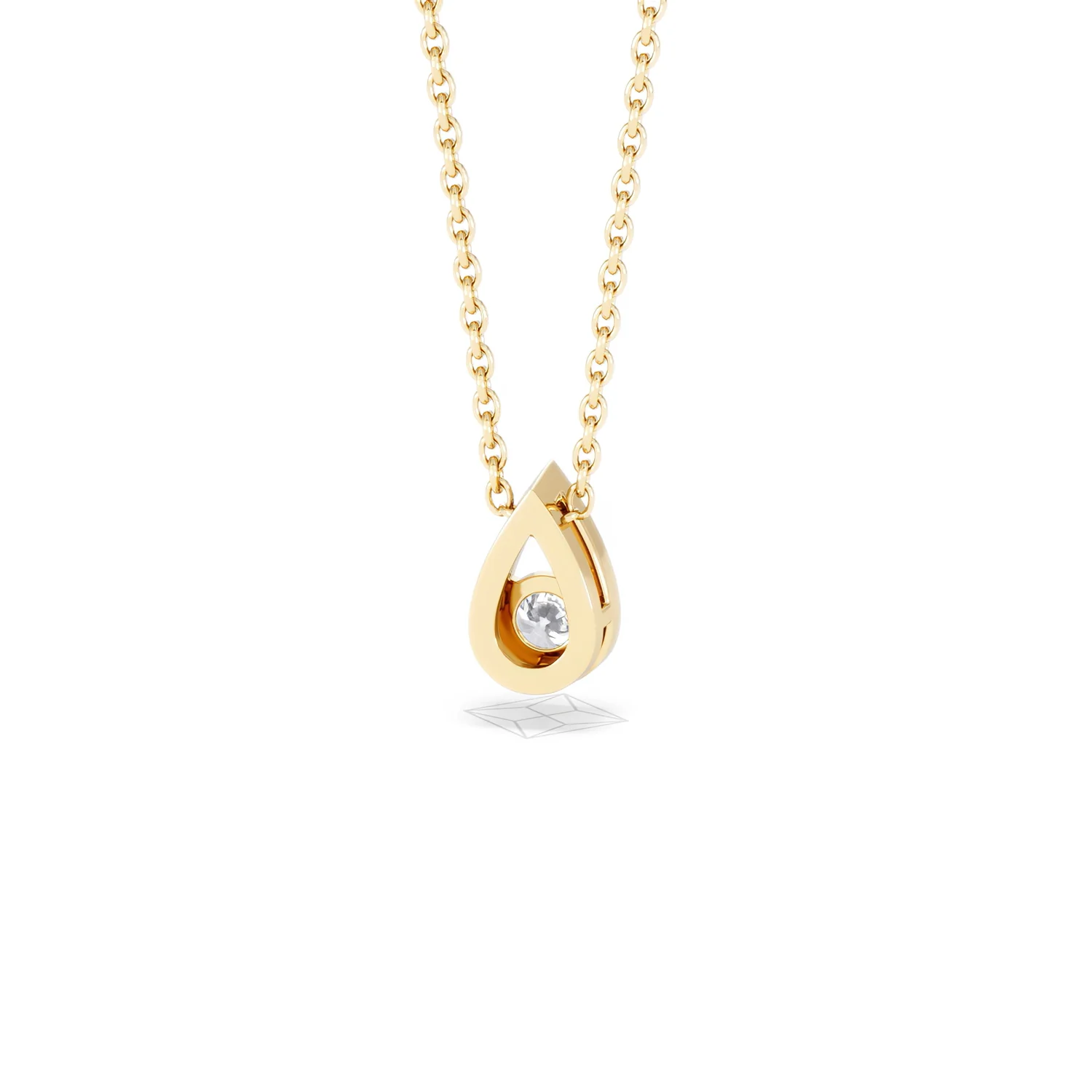 Teardrop Solitaire 0.25ct H/SI Round Cut Lab Grown Necklace in 18K Gold Vermeil - Image 46