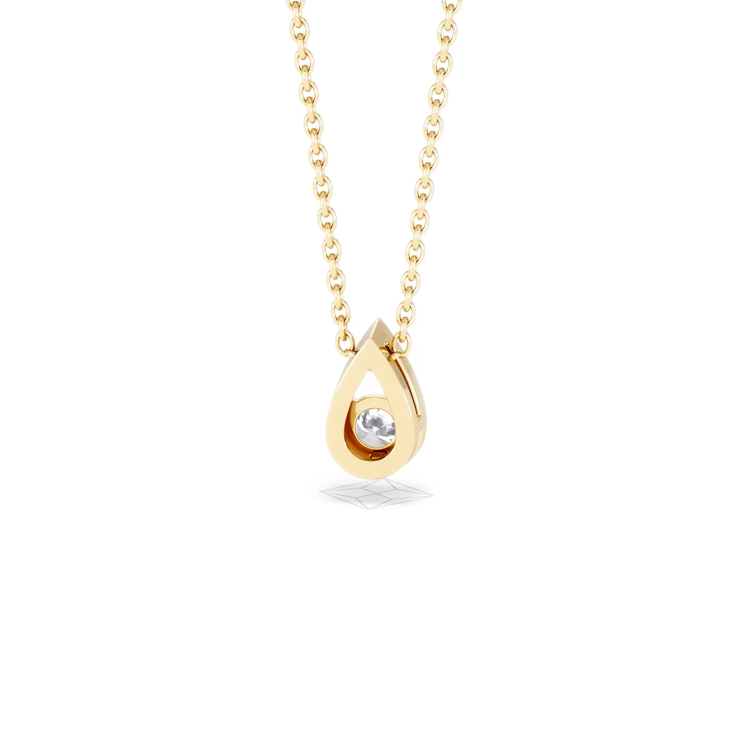 Teardrop Solitaire 0.25ct H/SI Round Cut Lab Grown Necklace in 18K Gold Vermeil - Image 47