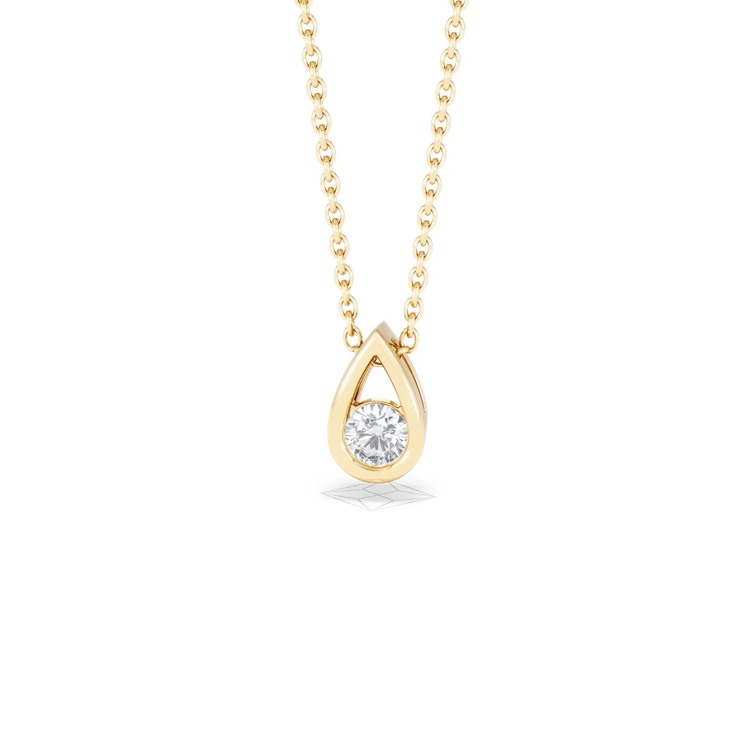 Teardrop Solitaire 0.25ct H/SI Round Cut Lab Grown Necklace in 18K Gold Vermeil - Image 87