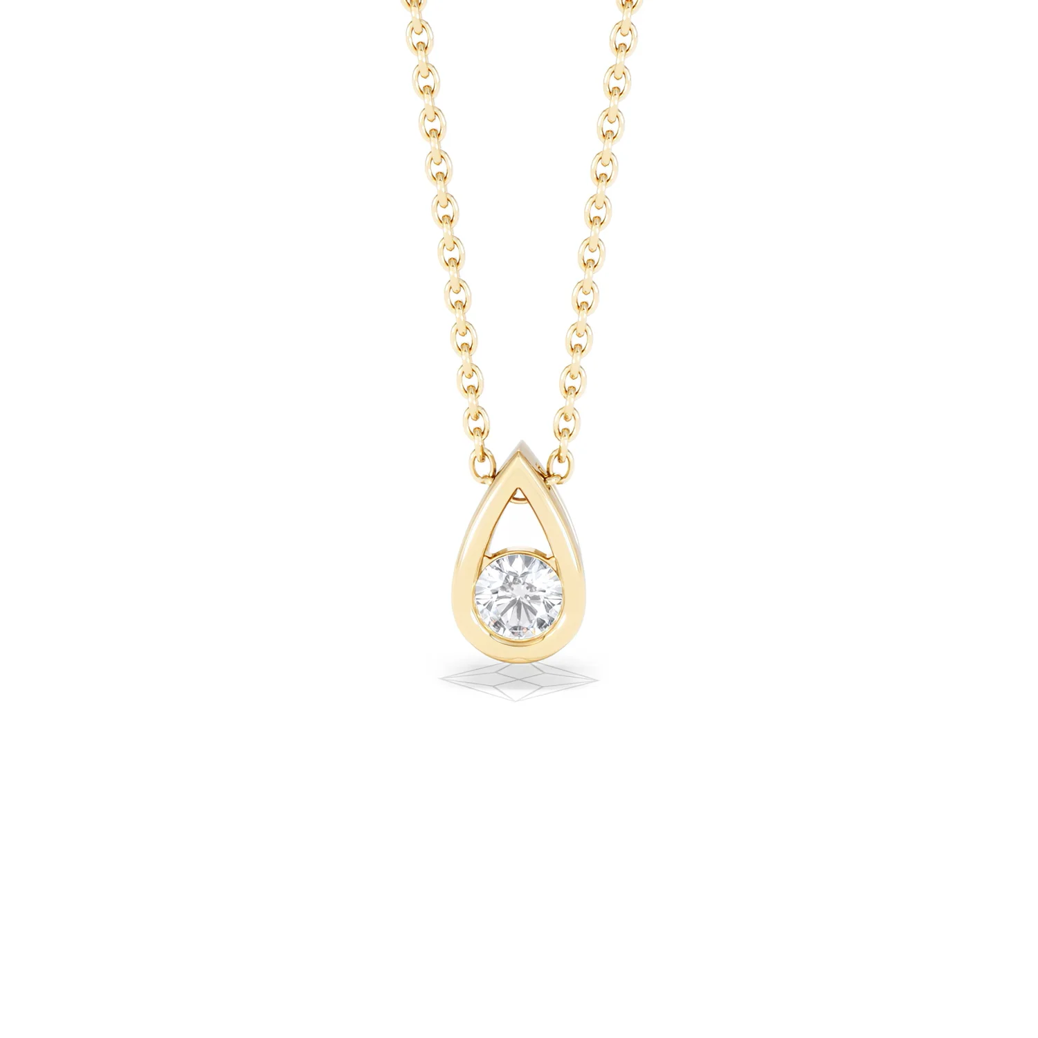 Teardrop Solitaire 0.25ct H/SI Round Cut Lab Grown Necklace in 18K Gold Vermeil - Image 88