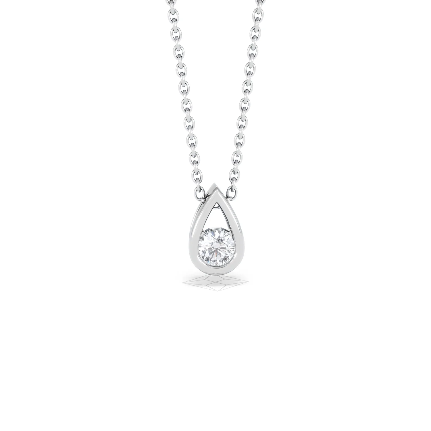 Teardrop Solitaire 0.25ct H/SI Round Cut Lab Grown Necklace in Silver - Image 10