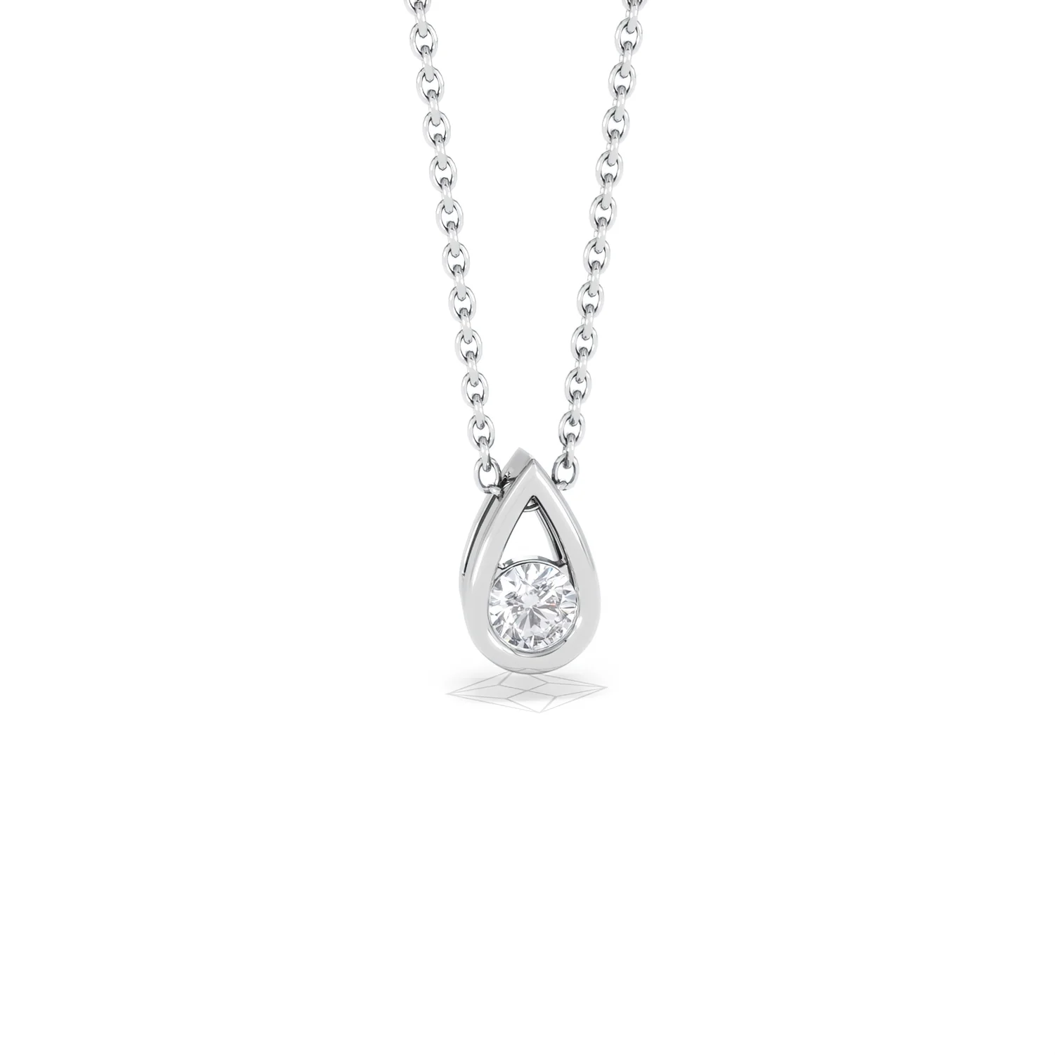 Teardrop Solitaire 0.25ct H/SI Round Cut Lab Grown Necklace in Silver - Image 11