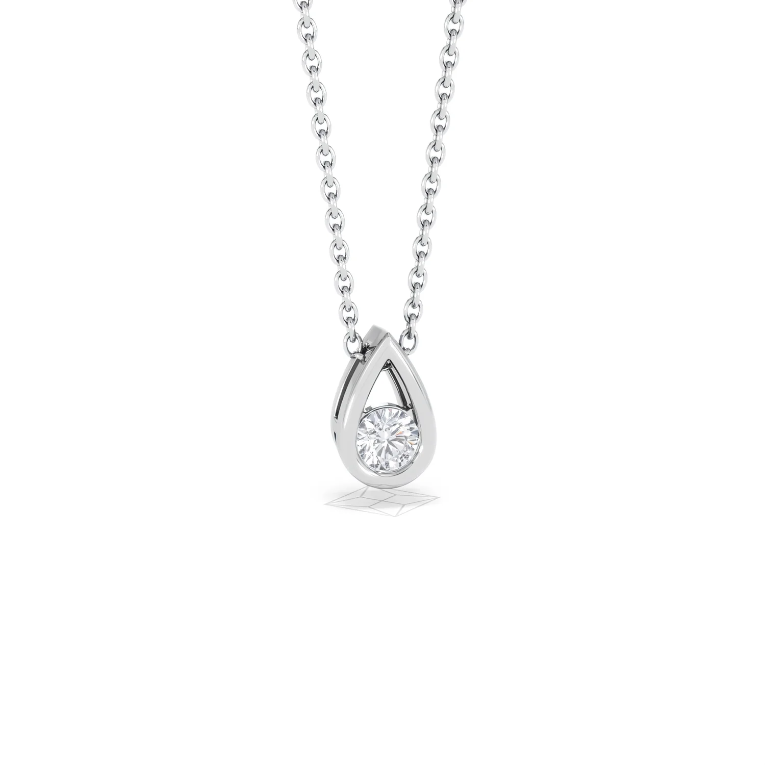 Teardrop Solitaire 0.25ct H/SI Round Cut Lab Grown Necklace in Silver - Image 12