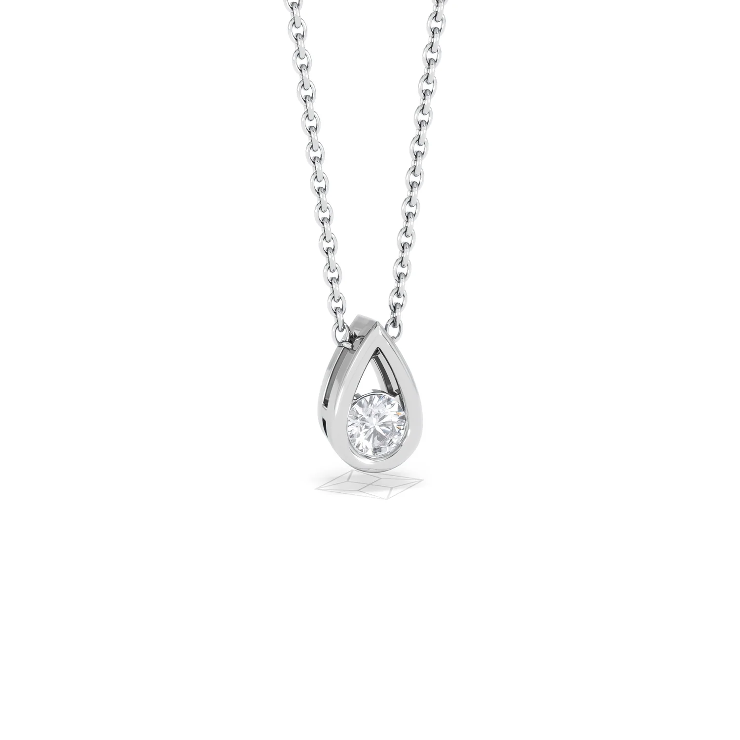 Teardrop Solitaire 0.25ct H/SI Round Cut Lab Grown Necklace in Silver - Image 13