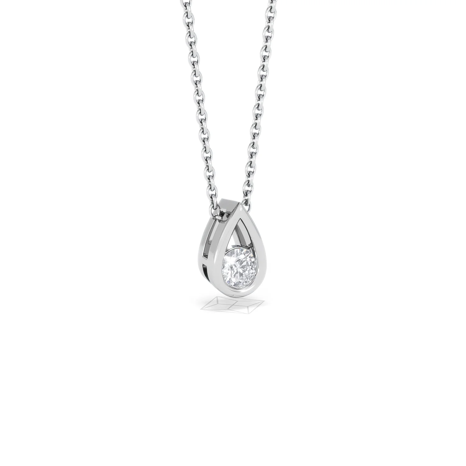 Teardrop Solitaire 0.25ct H/SI Round Cut Lab Grown Necklace in Silver - Image 15