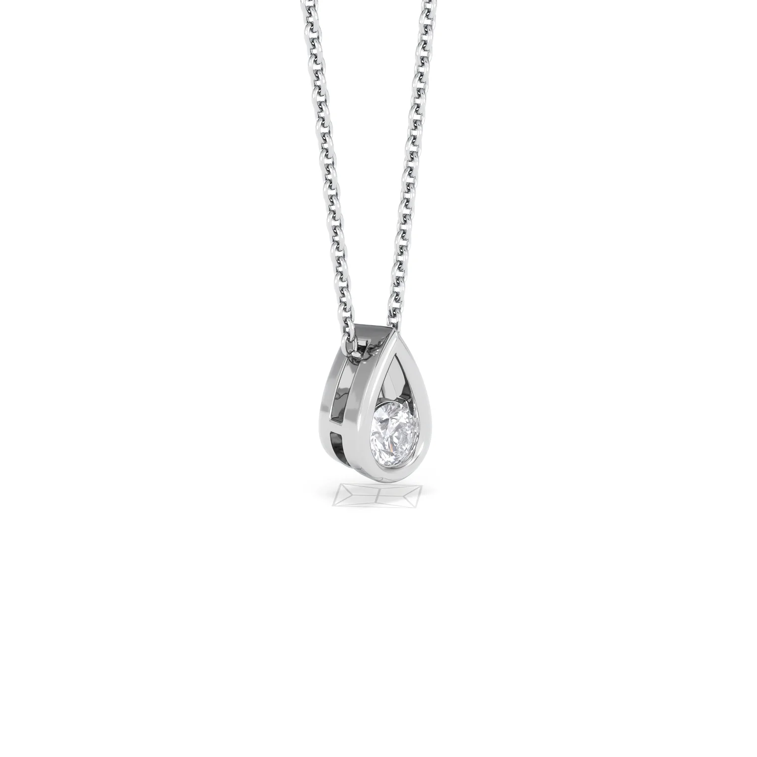 Teardrop Solitaire 0.25ct H/SI Round Cut Lab Grown Necklace in Silver - Image 18