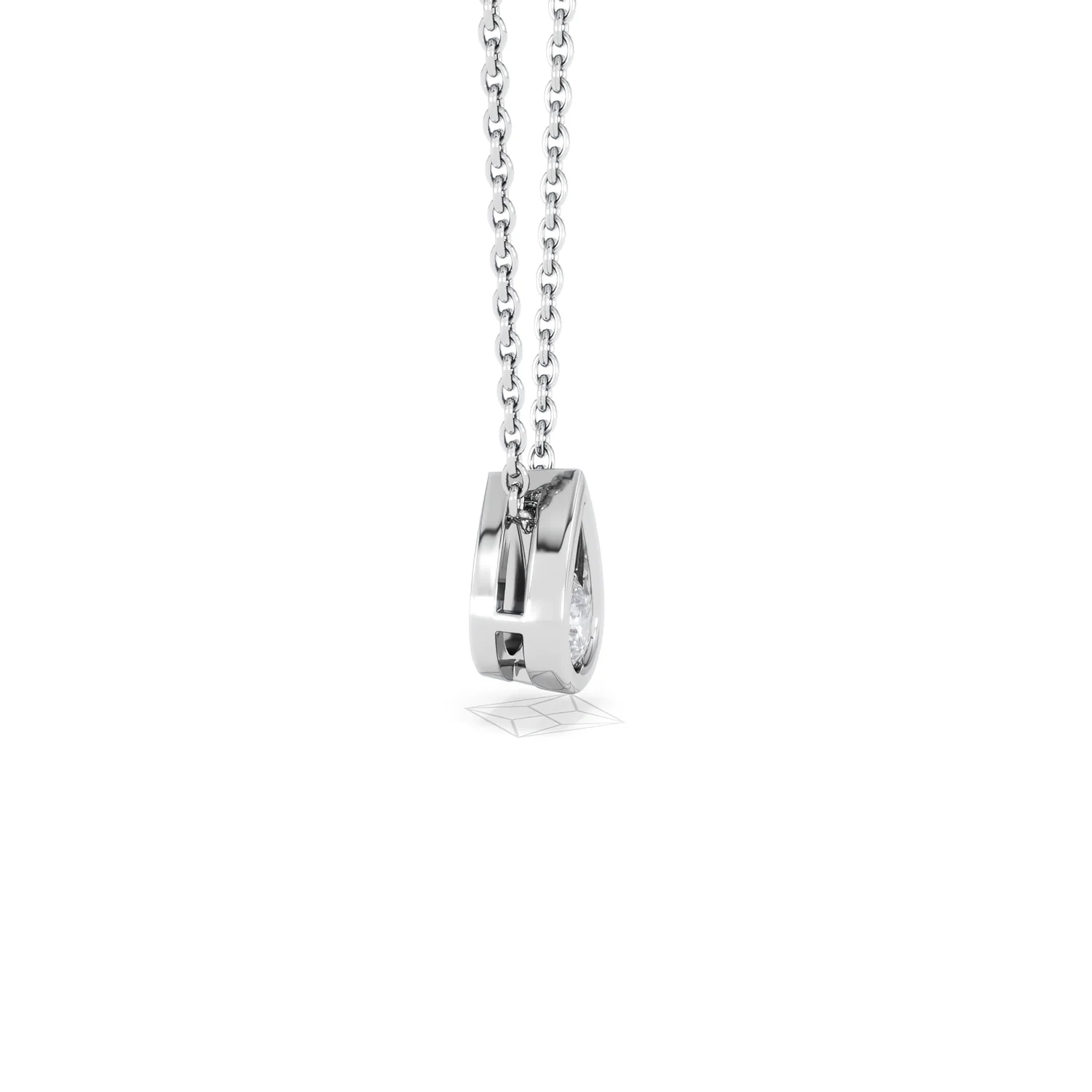 Teardrop Solitaire 0.25ct H/SI Round Cut Lab Grown Necklace in Silver - Image 25