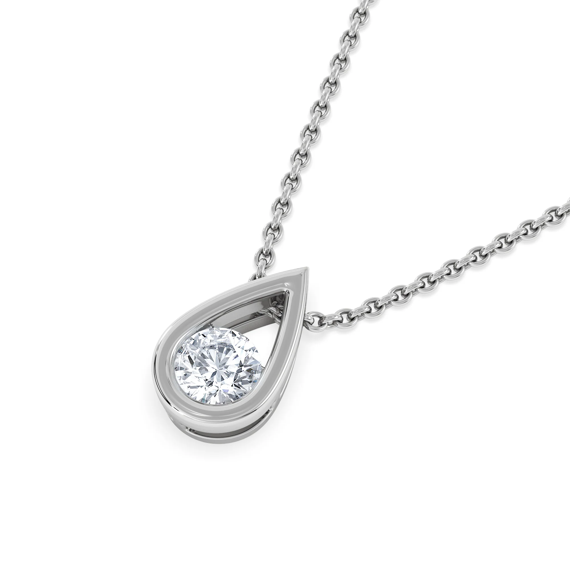 Teardrop Solitaire 0.25ct H/SI Round Cut Lab Grown Necklace in Silver - Image 3