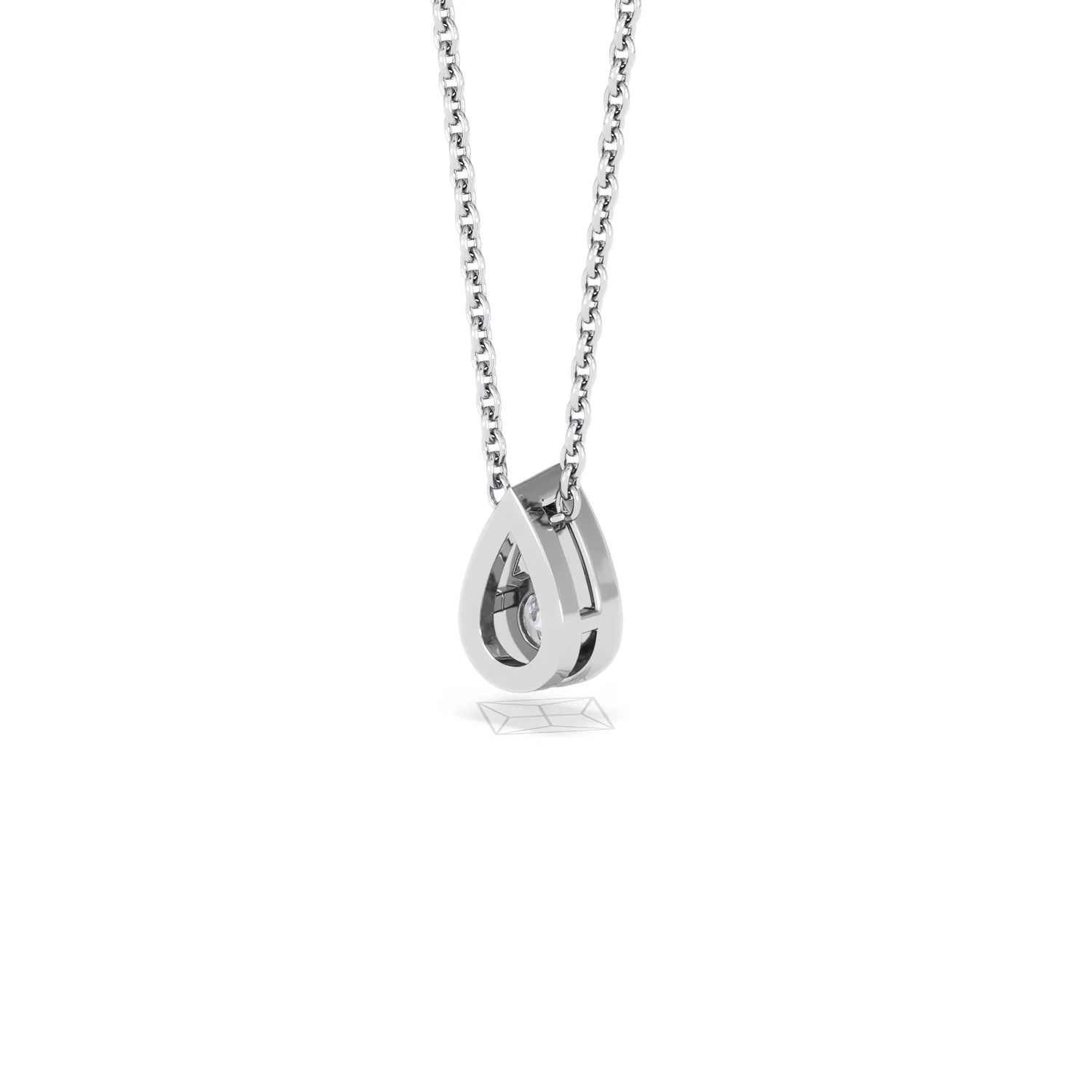 Teardrop Solitaire 0.25ct H/SI Round Cut Lab Grown Necklace in Silver - Image 41