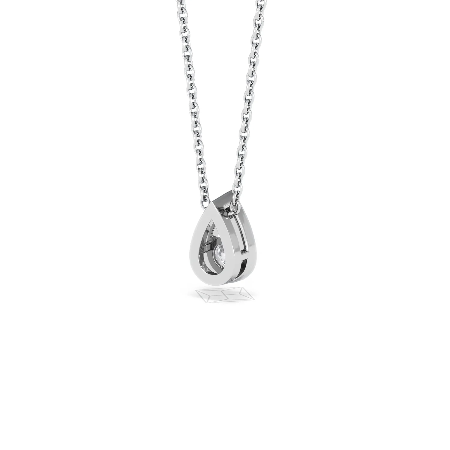Teardrop Solitaire 0.25ct H/SI Round Cut Lab Grown Necklace in Silver - Image 42