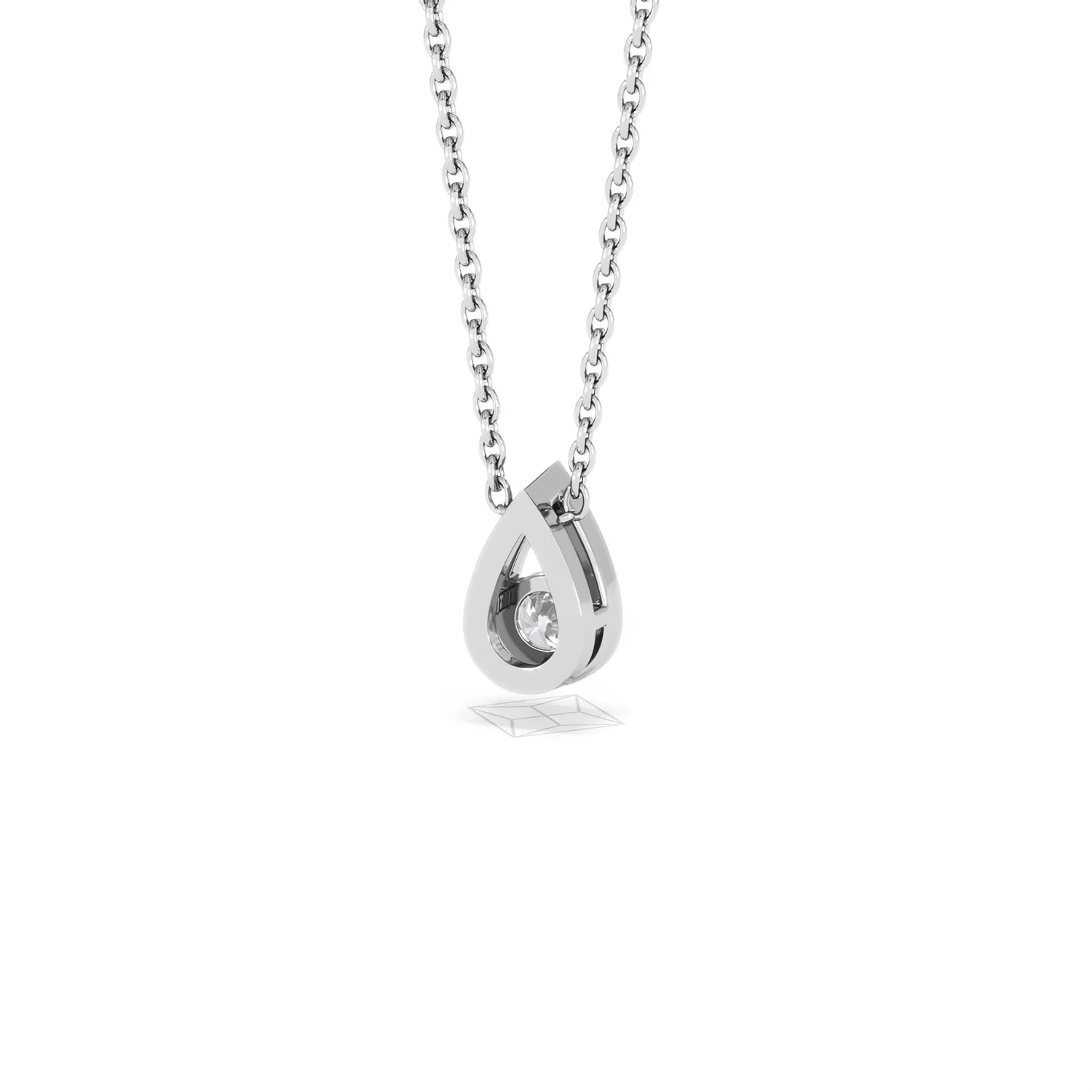 Teardrop Solitaire 0.25ct H/SI Round Cut Lab Grown Necklace in Silver - Image 44