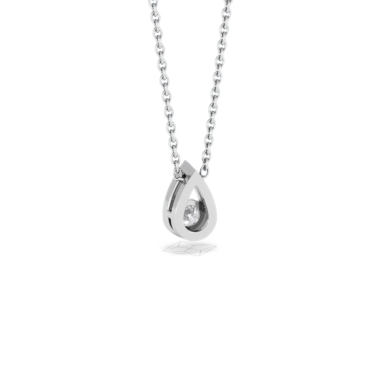 Teardrop Solitaire 0.25ct H/SI Round Cut Lab Grown Necklace in Silver - Image 53