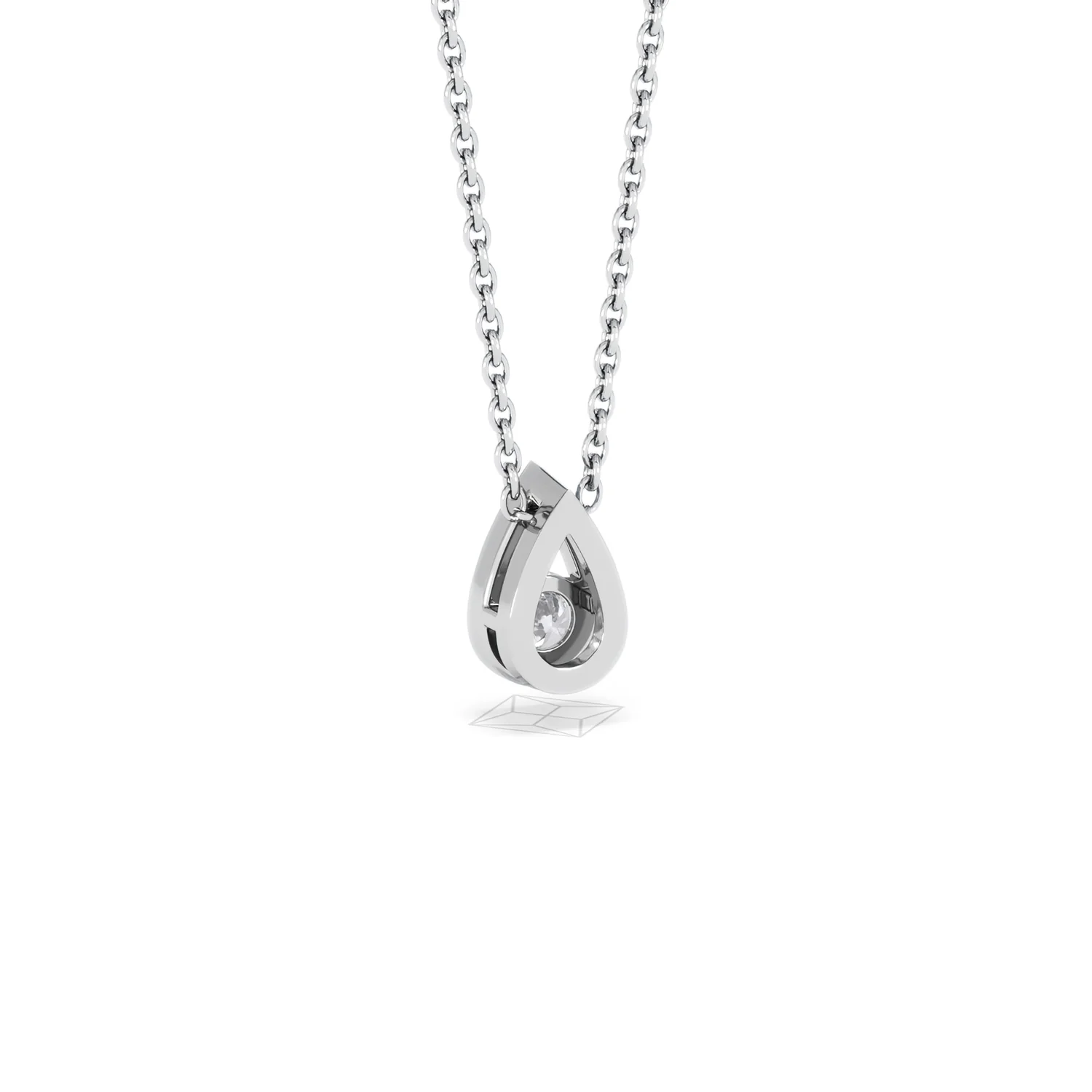Teardrop Solitaire 0.25ct H/SI Round Cut Lab Grown Necklace in Silver - Image 54