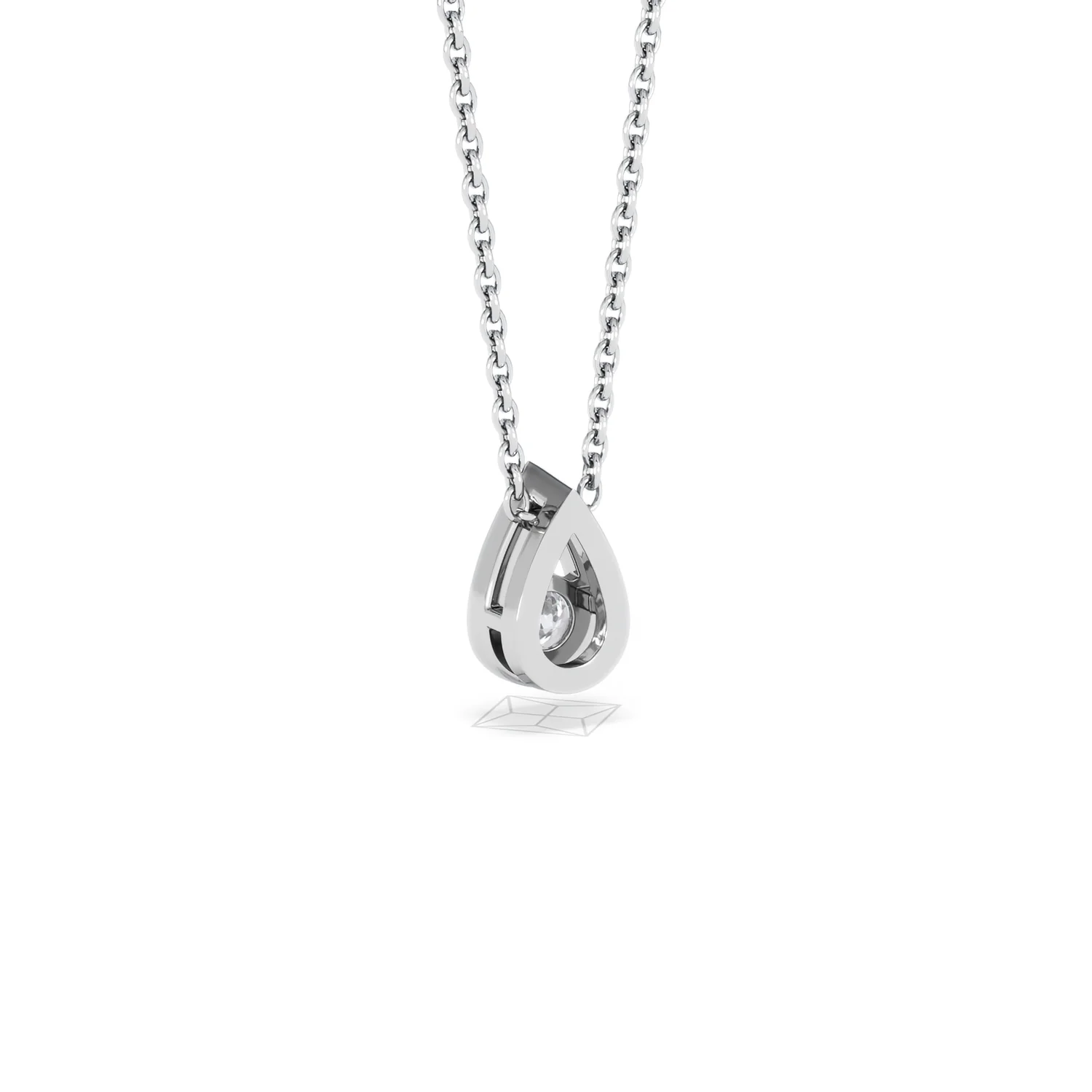 Teardrop Solitaire 0.25ct H/SI Round Cut Lab Grown Necklace in Silver - Image 55