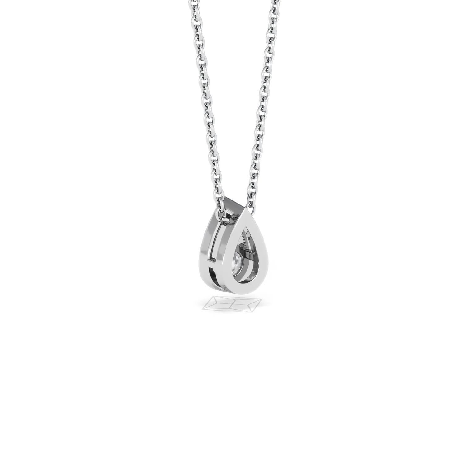 Teardrop Solitaire 0.25ct H/SI Round Cut Lab Grown Necklace in Silver - Image 56