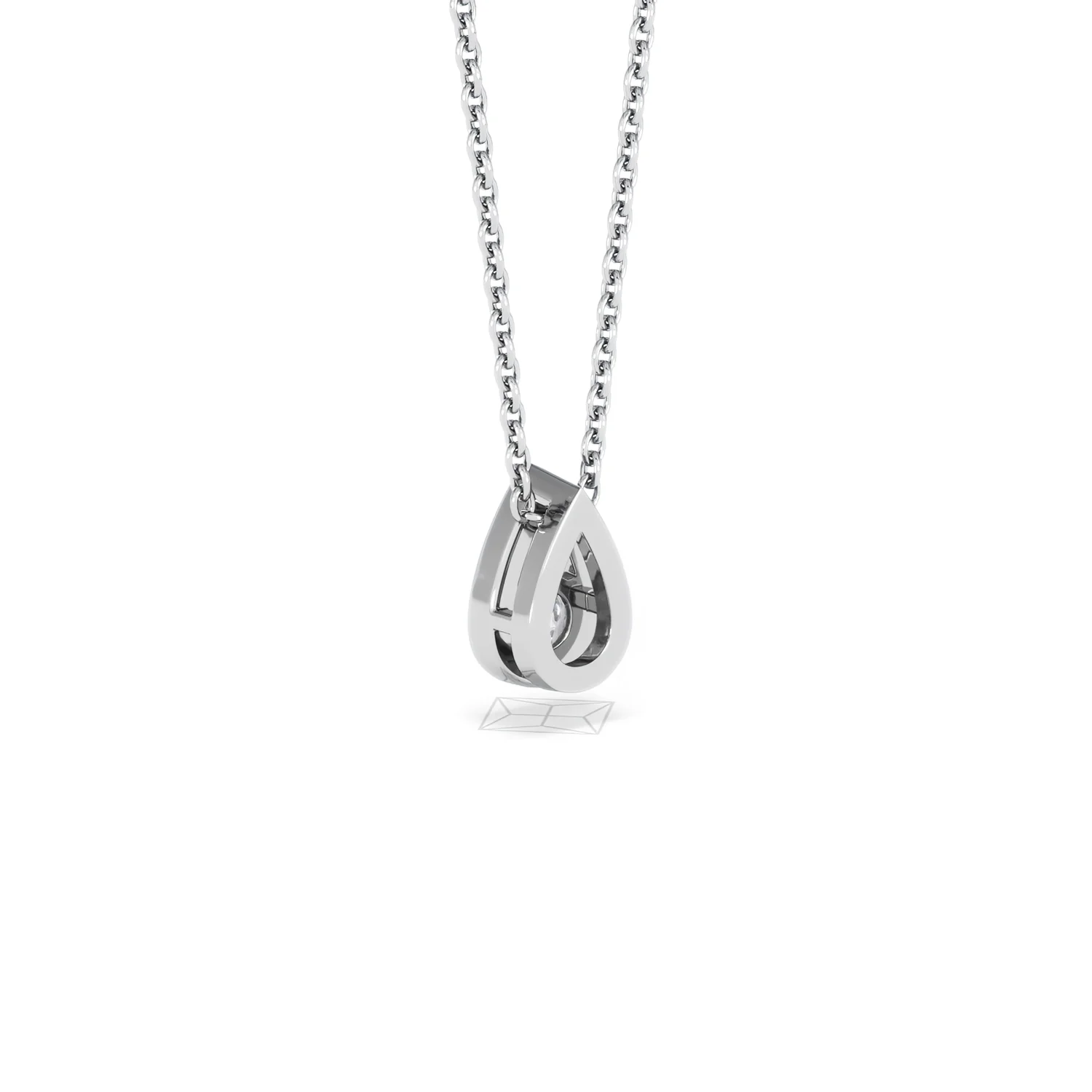 Teardrop Solitaire 0.25ct H/SI Round Cut Lab Grown Necklace in Silver - Image 57