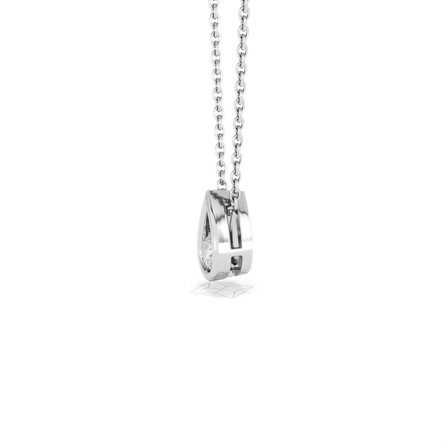 Teardrop Solitaire 0.25ct H/SI Round Cut Lab Grown Necklace in Silver - Image 73