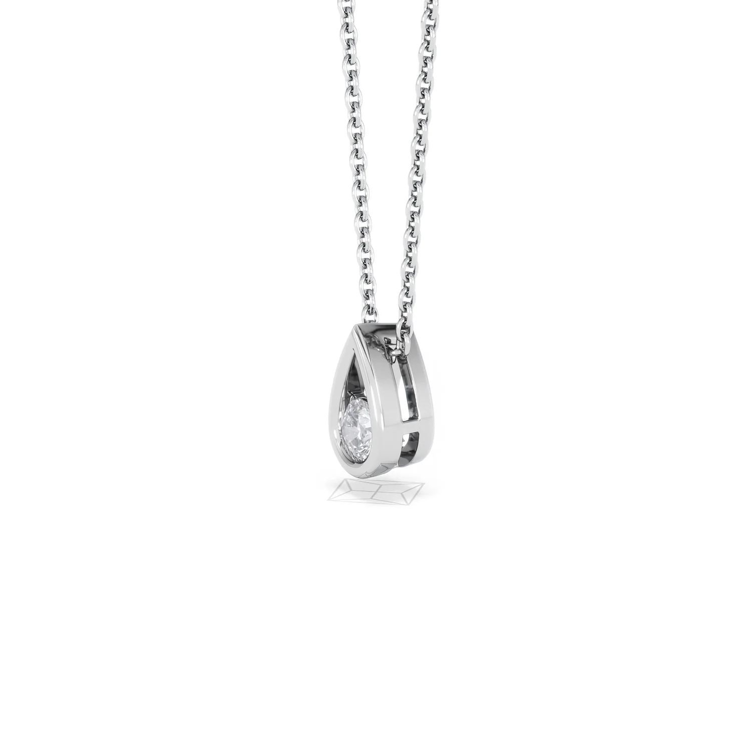 Teardrop Solitaire 0.25ct H/SI Round Cut Lab Grown Necklace in Silver - Image 76