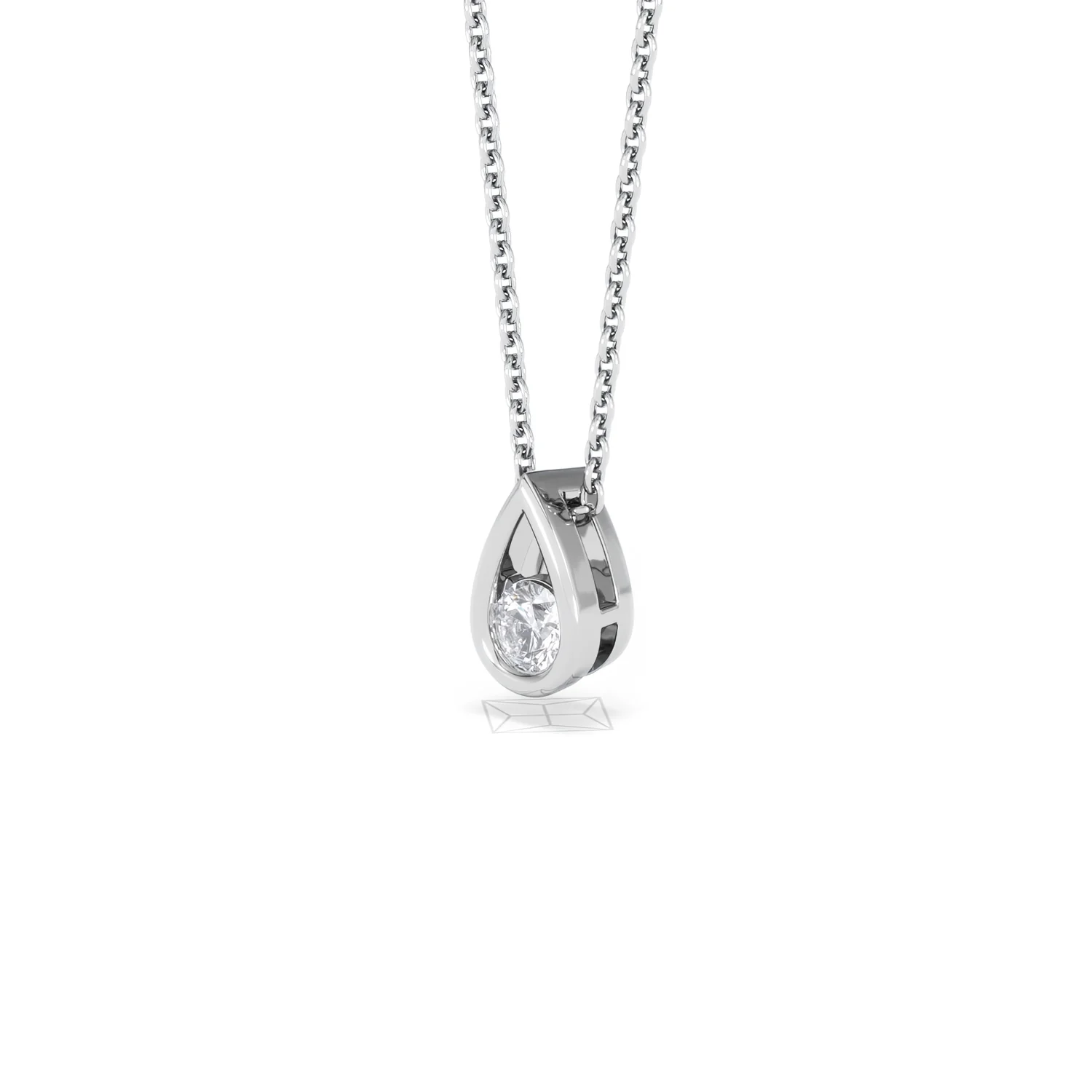 Teardrop Solitaire 0.25ct H/SI Round Cut Lab Grown Necklace in Silver - Image 80