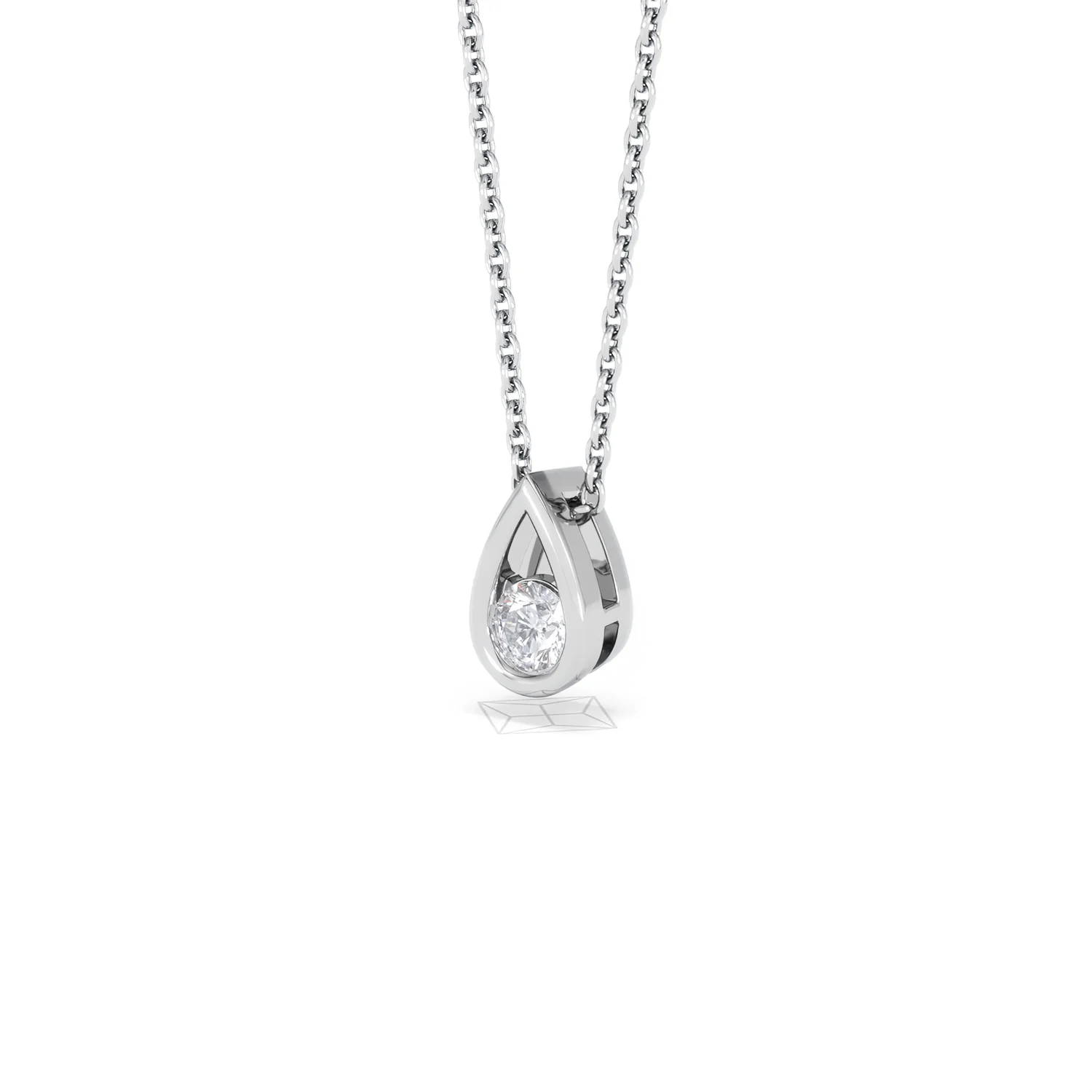 Teardrop Solitaire 0.25ct H/SI Round Cut Lab Grown Necklace in Silver - Image 81