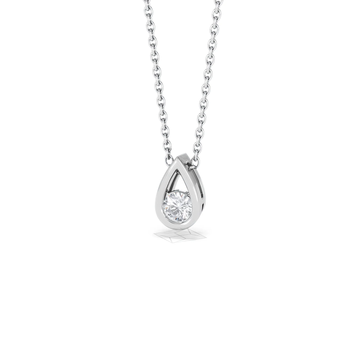 Teardrop Solitaire 0.25ct H/SI Round Cut Lab Grown Necklace in Silver - Image 85