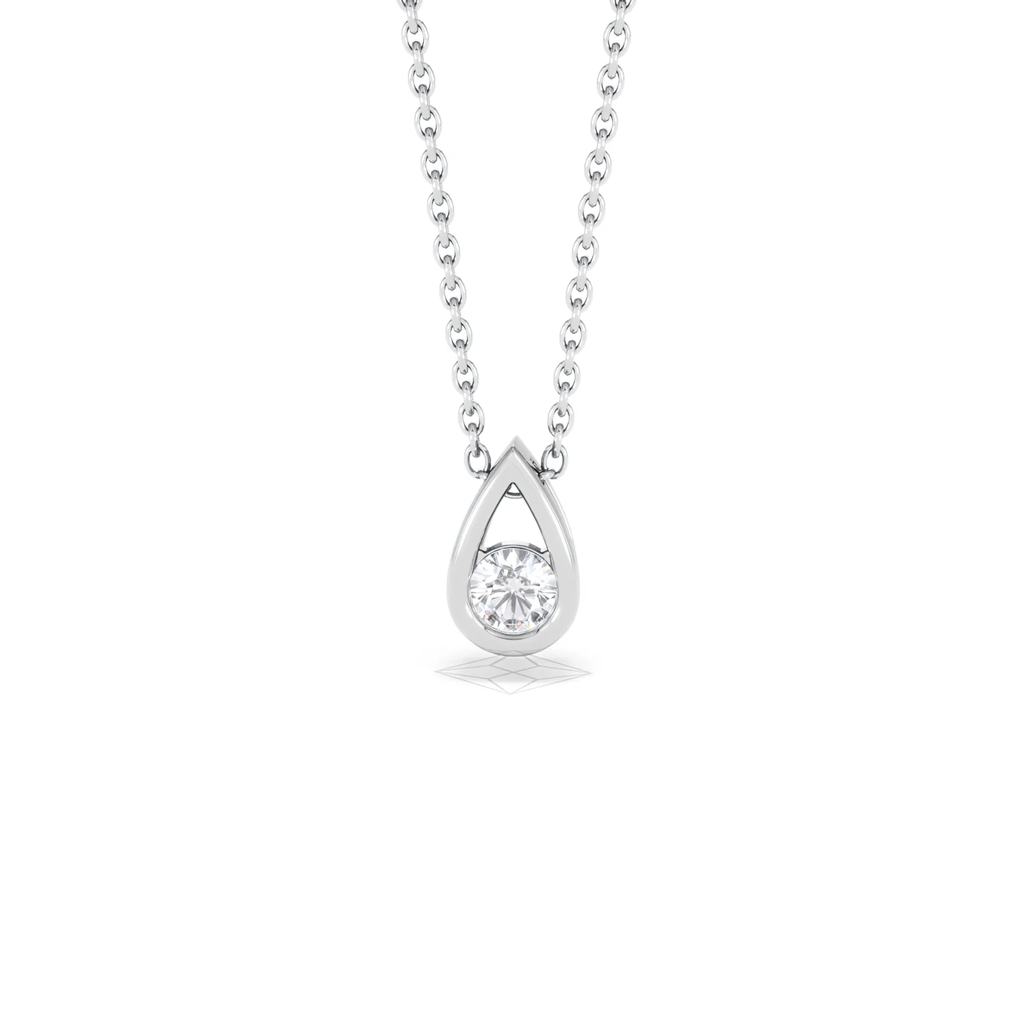 Teardrop Solitaire 0.25ct H/SI Round Cut Lab Grown Necklace in Silver - Image 88