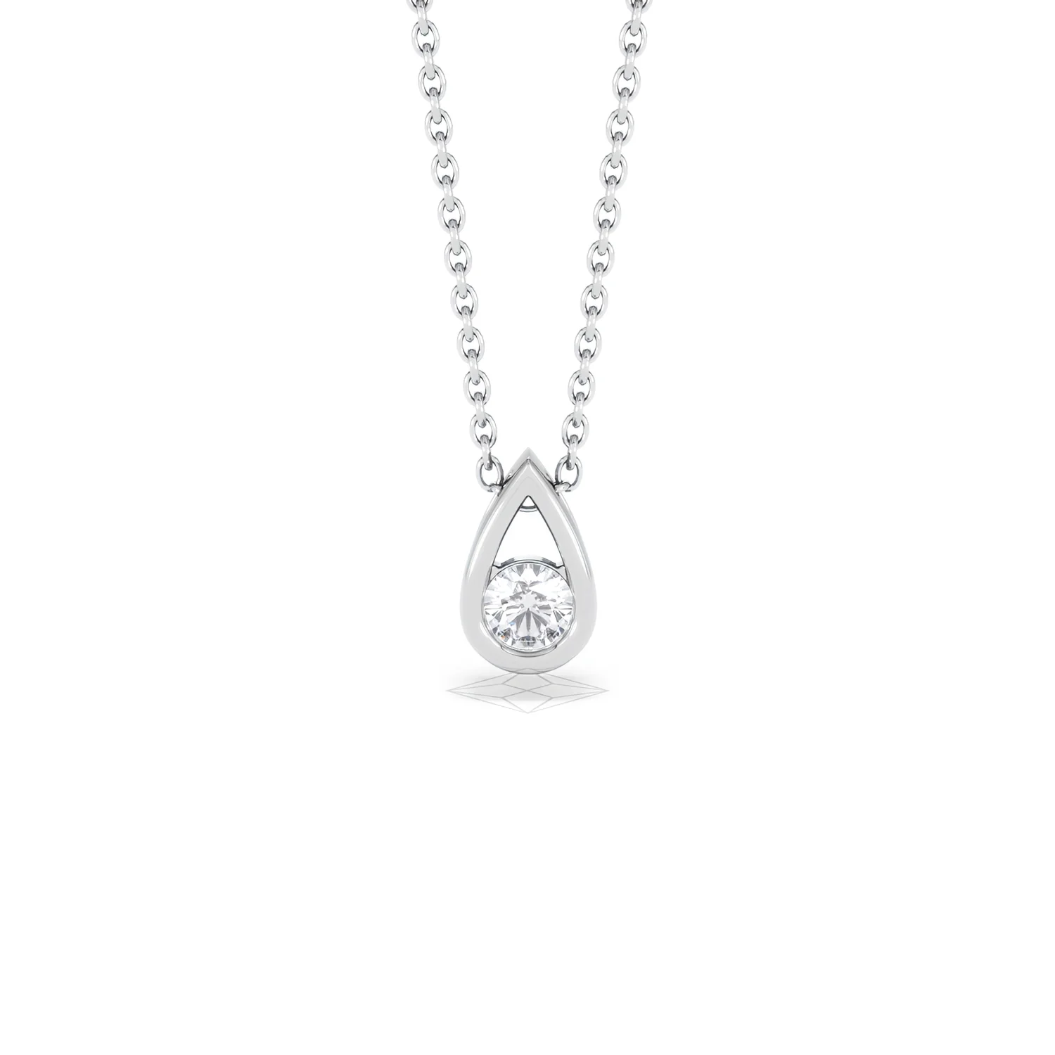 Teardrop Solitaire 0.25ct H/SI Round Cut Lab Grown Necklace in Silver - Image 9
