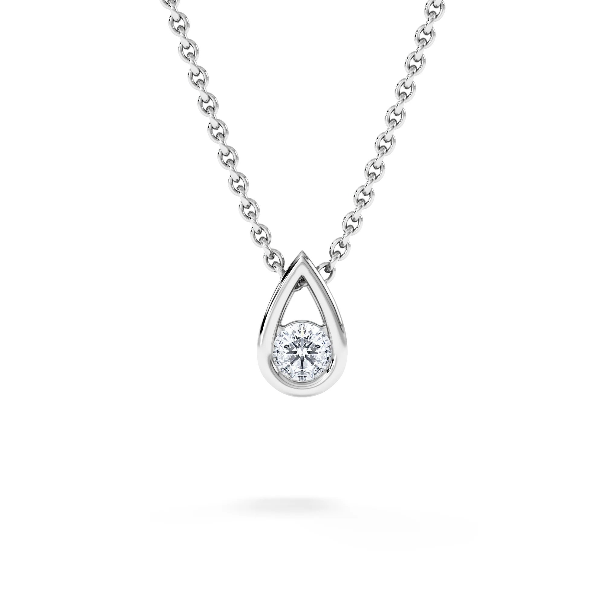 Teardrop Solitaire 0.10ct H/SI Round Cut Lab Grown Necklace in Silver