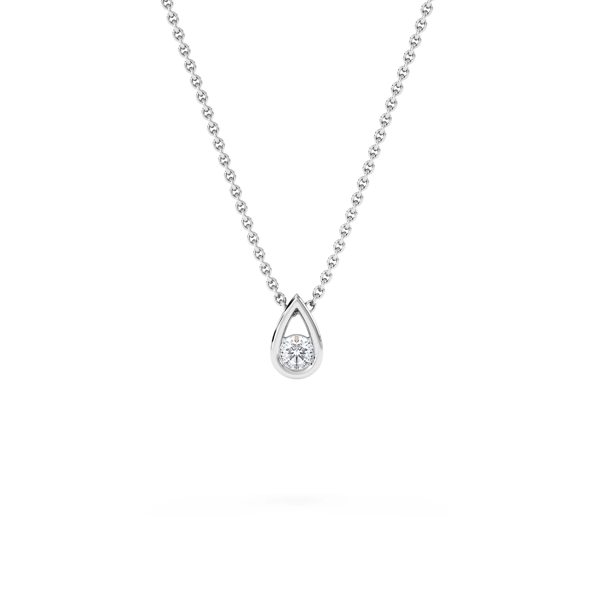 Teardrop Solitaire 0.10ct H/SI Round Cut Lab Grown Necklace in Silver - Image 5