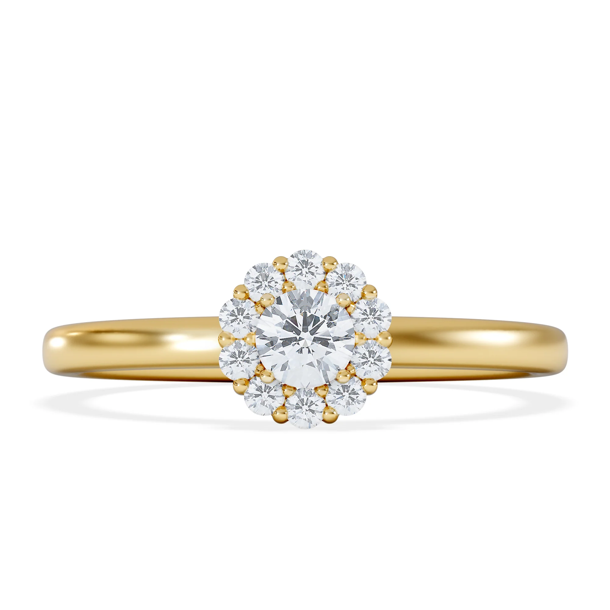 The Fleur Halo 0.30ct  H/SI Round Cut Lab Diamond Ring in 18K Gold Vermeil - Image 7