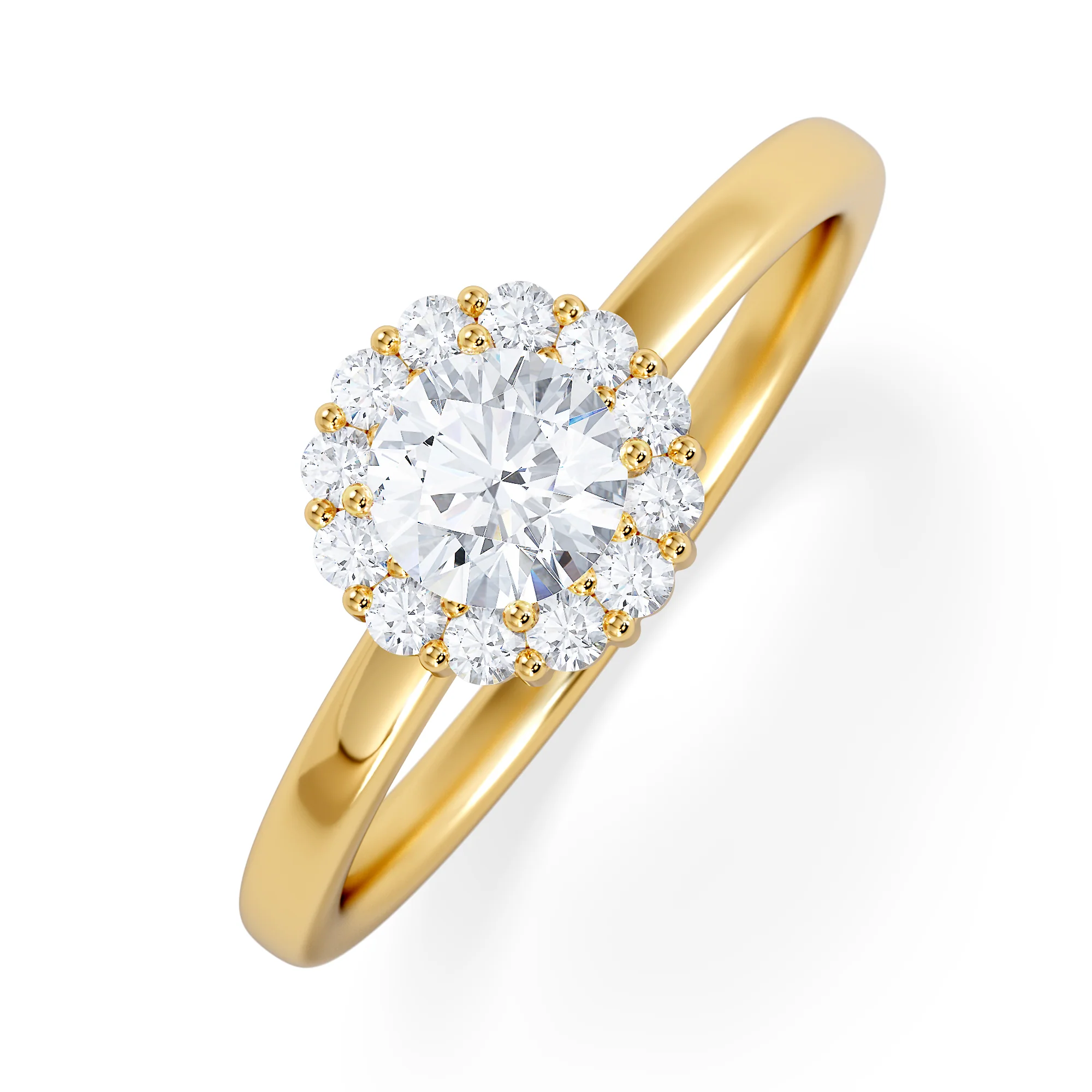 The Fleur Halo 0.50ct  H/SI Round Cut Lab Diamond Ring in 18K Gold Vermeil